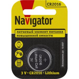Элемент питания литиевый CR2016 93 821 NBT-CR2016-BP1 (блист.1шт) NAVIGATOR 93821 оптом купить цена