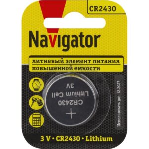 Элемент питания литиевый CR2430 93 828 NBT-CR2430-BP1 (блист.1шт) NAVIGATOR 93828 оптом купить цена