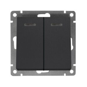 Выключатель 2-кл. СП Афина 10А IP20 с подсветкой механизм графит Universal A0123-Gr оптом купить цена