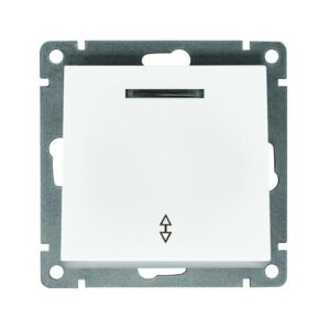 Переключатель проходной 1-кл. СП Афина 10А IP20 с подсветкой механизм бел. Universal A0125 оптом купить цена