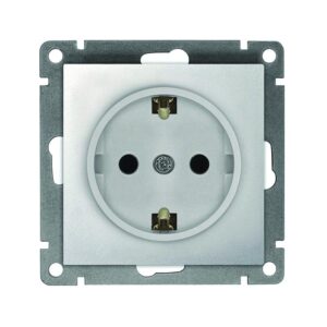 Розетка 1-м СП Афина 16А IP20 с заземл. механизм серебр. Universal A0028-S оптом купить цена