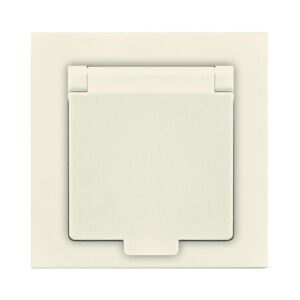 Розетка 1-м СП Афина 16А IP20 с заземл. с крышкой в сборе сл. кость (ivory) Universal A0029-I оптом купить цена