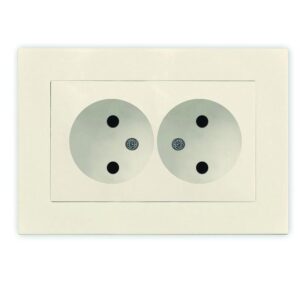 Розетка 2-м СП Афина 16А IP20 без заземл. в сборе сл. кость (ivory) Universal A0102-I оптом купить цена