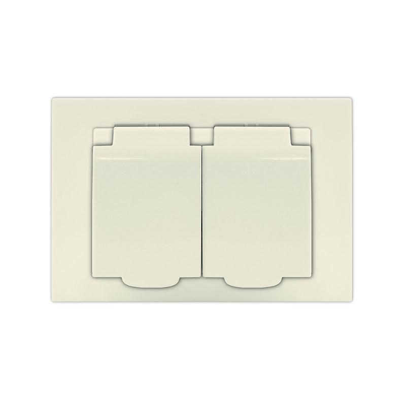Розетка 2-м СП Афина 16А IP20 с заземл. c крышкой в сборе сл. кость (ivory) Universal A0031-I купить оптом выгодно Розетка 2-м СП Афина 16А IP20 с заземл. c крышкой в сборе сл. кость (ivory) Universal A0031-I оптом купить цена