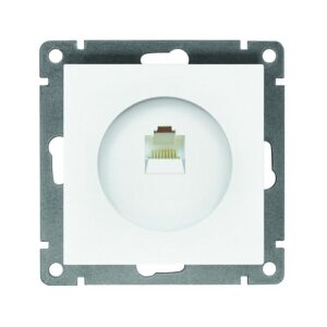 Розетка компьютерная 1-м СП Афина RJ45 кат.5E механизм бел. Universal A0051 оптом купить цена