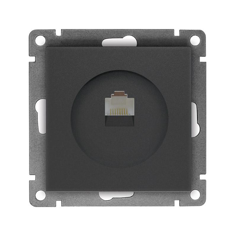 Розетка компьютерная 1-м СП Афина RJ45 кат.5E механизм графит Universal A0051-Gr купить оптом выгодно Розетка компьютерная 1-м СП Афина RJ45 кат.5E механизм графит Universal A0051-Gr оптом купить цена