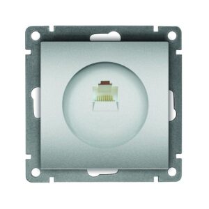 Розетка компьютерная 1-м СП Афина RJ45 кат.5E механизм серебр. Universal A0051-S оптом купить цена