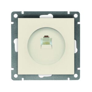 Розетка компьютерная 1-м СП Афина RJ45 кат.5E механизм сл. кость (ivory) Universal A0051-I оптом купить цена