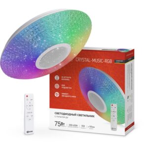 Светильник светодиодный COMFORT CRYSTAL-MUSIC-RGB 75Вт 230В 3000-6500К 6000лм 505х125мм с пультом ДУ IN HOME 4690612044569 оптом купить цена
