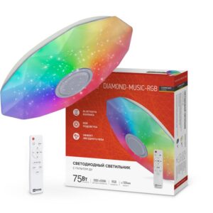 Светильник светодиодный COMFORT DIAMOND-MUSIC-RGB 75Вт 230В 3000-6500К 6000лм 500х100мм с пультом ДУ IN HOME 4690612044590 оптом купить цена