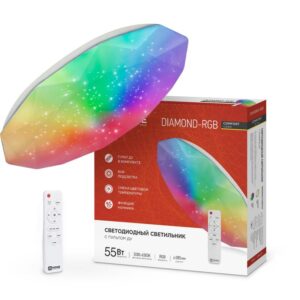 Светильник светодиодный COMFORT DIAMOND-RGB 55Вт 230В 3000-6500К 4400лм 385х75мм с пультом ДУ IN HOME 4690612044576 оптом купить цена