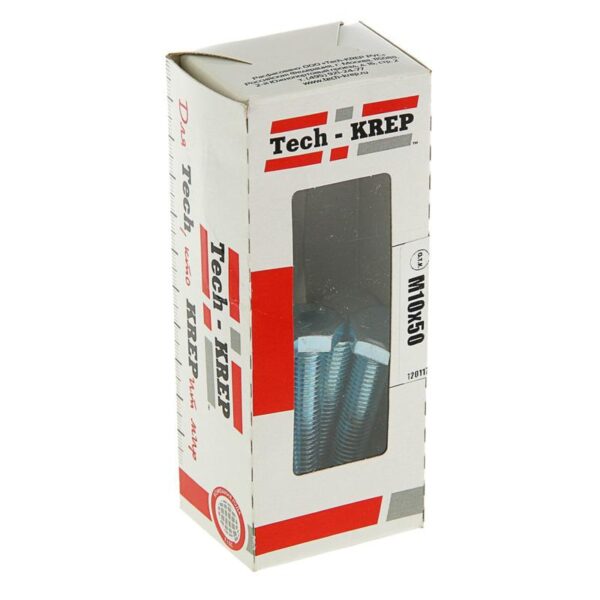 Болт DIN933 с шестигранной головкой М10х50 оцинк. (уп.10шт) Tech-KREP 105217 оптом купить цена