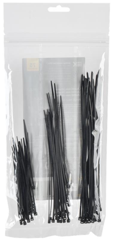 Набор хомутов 2.5х100; 2.5х150; 2.5х200 чер. (уп.75шт) IEK UNH35-N02-075 купить оптом выгодно Набор хомутов 2.5х100; 2.5х150; 2.5х200 чер. (уп.75шт) IEK UNH35-N02-075 оптом купить цена