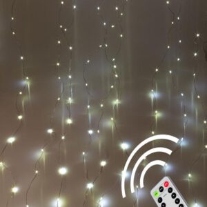 Гирлянда светодиодная "Дождь" 3х3м 300LED с крючками для крепления тепл. бел. 8 режимов мигания питание от USB 5В пульт ДУ КОСМОС KOC_CUR-U103 оптом купить цена