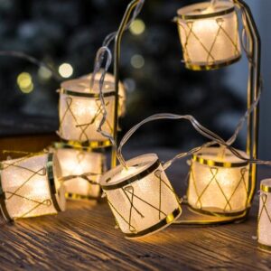 Гирлянда светодиодная "Барабаны" pvc 5х4см 10LED тепл. бел. 1.8+0.3м КОСМОС KOC_GIR-B117 оптом купить цена