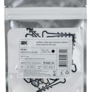 Дюбель-хомут 5х8мм для плоского кабеля нейлон черн. (уп.25шт) IEK UDH14-05-08-025-K02 оптом купить цена