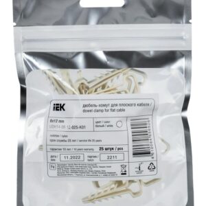 Дюбель-хомут 6х12мм для плоского кабеля нейлон бел. (уп.25шт) IEK UDH14-06-12-025-K01 оптом купить цена