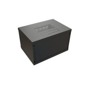 Шкаф настенный 19дюйм WR-TW-0966-GP-RAL9004 (19дюйм) 9U 500х600х600мм RAL 9004 стеклянная дверь черн. (разобранный) WRline 520243 оптом купить цена