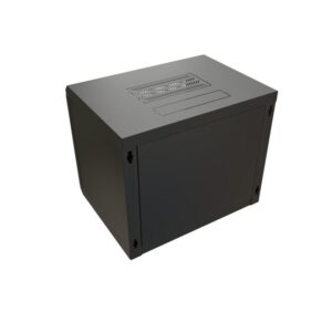 Шкаф настенный 19дюйм WR-TW-1266-GP-RAL9004 (19дюйм) 12U 650х600х600мм RAL 9004 стеклянная дверь черн. (разобранный) WRline 520247 оптом купить цена