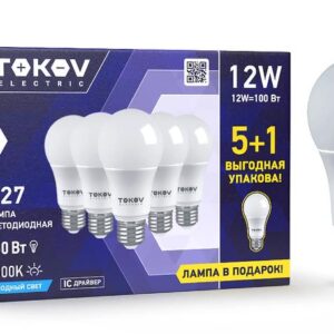 Набор ПРОМО лампа светодиодная 12Вт А60 6500К Е27 176-264В (Promo 5+1 шт) TOKOV ELECTRIC Promo-A60-E27-12-6.5K оптом купить цена