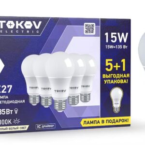 Набор ПРОМО лампа светодиодная 15Вт А60 3000К Е27 176-264В (Promo 5+1 шт) TOKOV ELECTRIC Promo-A60-E27-15-3K оптом купить цена