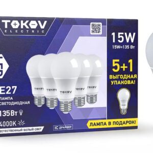 Набор ПРОМО лампа светодиодная 15Вт А60 4000К Е27 176-264В (Promo 5+1 шт) TOKOV ELECTRIC Promo-A60-E27-15-4K оптом купить цена