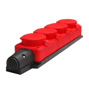 Колодка удлинителя 4-м Компакт 1ф с загл IP44 16А каучук красн. UNIVersal 3074 оптом купить цена