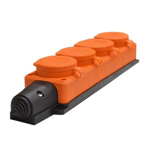 Колодка удлинителя 4-м Компакт 1ф с загл IP44 16А каучук оранж. UNIVersal 3035 оптом купить цена