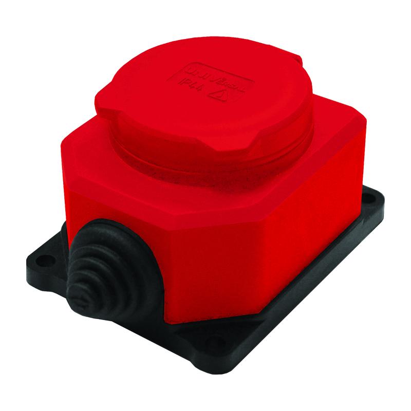 Розетка настенная 1-м 1ф "КОМПАКТ" с загл IP44 16А каучук красный UNIVersal 3075 купить оптом выгодно Розетка настенная 1-м 1ф "КОМПАКТ" с загл IP44 16А каучук красный UNIVersal 3075 оптом купить цена