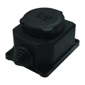 Розетка настенная 1-м 1ф "КОМПАКТ" с загл IP44 16А каучук черный UNIVersal 3032 оптом купить цена