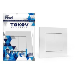 Выключатель 2-кл. СП Pixel 10А IP20 в сборе бел. TOKOV ELECTRIC TKE-PX-V2F-C01 оптом купить цена