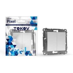 Выключатель 2-кл. СП Pixel 10А IP20 механизм бел. TOKOV ELECTRIC TKE-PX-V2-C01 оптом купить цена