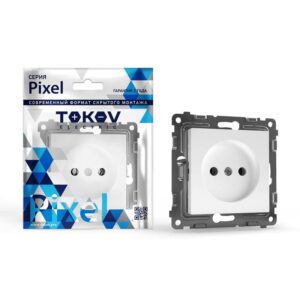 Розетка 1-м СП Pixel 16А IP20 без заземл. защ. шторки механизм бел. TOKOV ELECTRIC TKE-PX-R1SF-C01 оптом купить цена