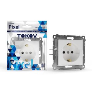 Розетка 1-м СП Pixel 16А IP20 с заземл. защ. шторки механизм бел. TOKOV ELECTRIC TKE-PX-R1ZSF-C01 оптом купить цена