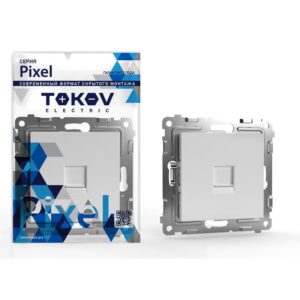 Розетка телефонная 1-м СП Pixel RJ11 механизм бел. TOKOV ELECTRIC TKE-PX-RT1-C01 оптом купить цена