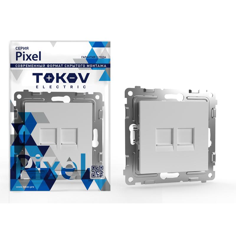 Розетка компьютерная 2-м СП Pixel RJ45 кат.5E механизм бел. TOKOV ELECTRIC TKE-PX-RC2-C01 купить оптом выгодно Розетка компьютерная 2-м СП Pixel RJ45 кат.5E механизм бел. TOKOV ELECTRIC TKE-PX-RC2-C01 оптом купить цена