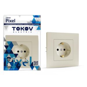 Розетка 1-м СП Pixel 16А IP20 с заземл. защ. шторки в сборе беж. TOKOV ELECTRIC TKE-PX-R1FZSF-C02 оптом купить цена