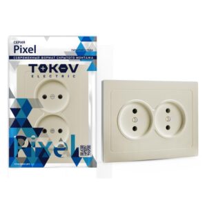 Розетка 2-м СП Pixel 16А IP20 без заземл. в сборе беж. TOKOV ELECTRIC TKE-PX-R2F-C02 оптом купить цена