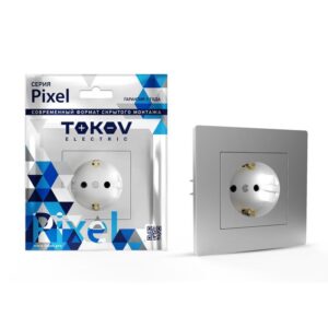 Розетка 1-м СП Pixel 16А IP20 с заземл. защ. шторки в сборе алюм. TOKOV ELECTRIC TKE-PX-R1FZSF-C03 оптом купить цена