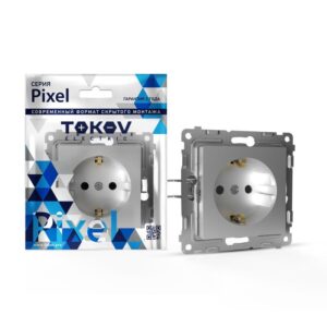 Розетка 1-м СП Pixel 16А IP20 с заземл. защ. шторки механизм алюм. TOKOV ELECTRIC TKE-PX-R1ZSF-C03 оптом купить цена