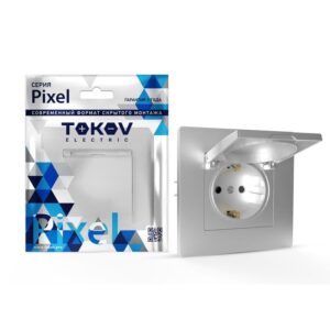 Розетка 1-м СП Pixel 16А IP20 с заземл. защ. шторки с крышкой механизм алюм. TOKOV ELECTRIC TKE-PX-R1ZSW1-C03 оптом купить цена