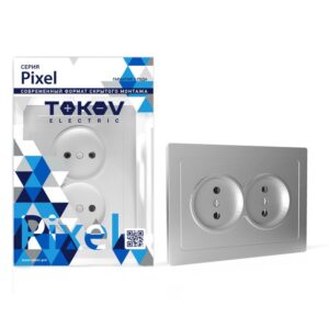 Розетка 2-м СП Pixel 16А IP20 без заземл. в сборе алюм. TOKOV ELECTRIC TKE-PX-R2F-C03 оптом купить цена