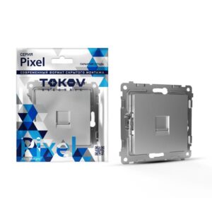 Розетка телефонная 1-м СП Pixel RJ11 механизм алюм. TOKOV ELECTRIC TKE-PX-RT1-C03 оптом купить цена