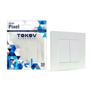 Выключатель 2-кл. СП Pixel 10А IP20 в сборе перламутр. TOKOV ELECTRIC TKE-PX-V2F-C04 оптом купить цена