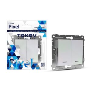 Выключатель 2-кл. СП Pixel 10А IP20 с индикатором механизм перламутр. TOKOV ELECTRIC TKE-PX-V2I-C04 оптом купить цена