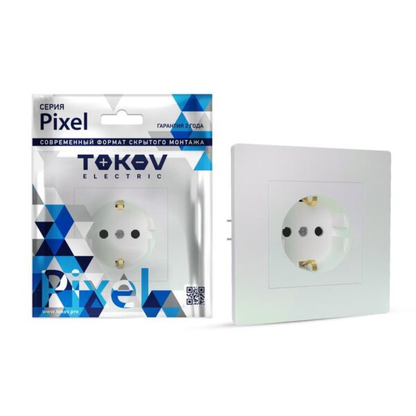 Розетка 1-м СП Pixel 16А IP20 с заземл. защ. шторки в сборе перламутр. TOKOV ELECTRIC TKE-PX-R1FZSF-C04 оптом купить цена