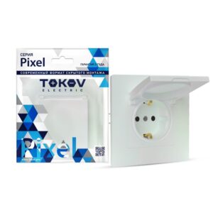 Розетка 1-м СП Pixel 16А IP20 с заземл. защ. шторки с крышкой механизм перламутр. TOKOV ELECTRIC TKE-PX-R1ZSW1-C04 оптом купить цена