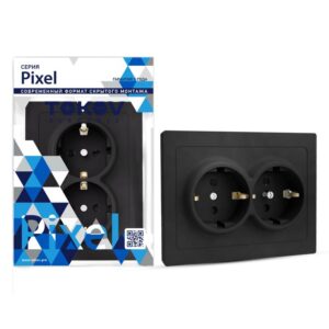 Розетка 2-м СП Pixel 16А IP20 с заземл. защ. шторки в сборе карбон TOKOV ELECTRIC TKE-PX-R2FZSF-C14 оптом купить цена
