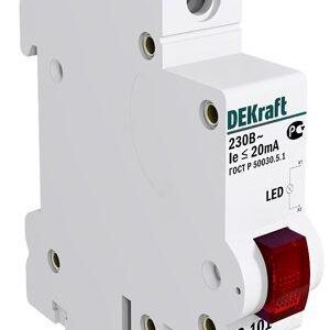 Лампа сигнальная ЛС-101 на DIN-рейку 1p красн. LED DEKraft 18002DEK оптом купить цена