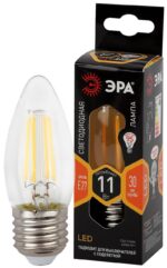 Лампочка светодиодная ЭРА F-LED B35-11W-827-E27 Е27 / Е27 11Вт филамент свеча теплый белый свет купить оптом недорого
